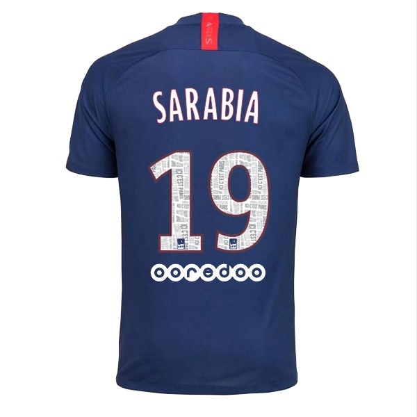 Maillot Football Paris Saint Germain NO.19 Sarabia Domicile 2019-20 Bleu